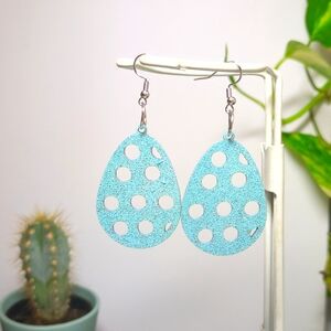 Whimsical Blue Polka Dot Dangle Earrings